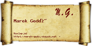 Marek Gedő névjegykártya